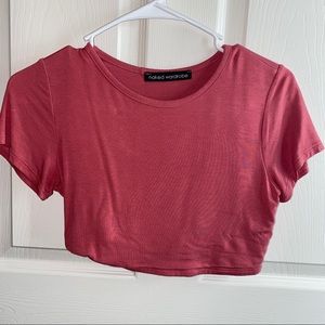 Naked Wardrobe Crop Like It’s Hot Skirt Set- Coral